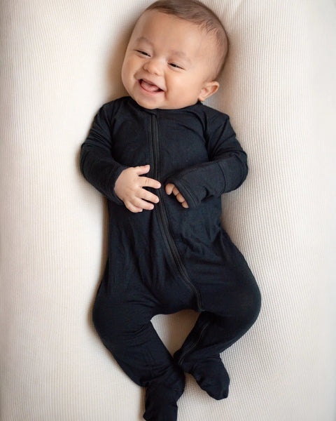 Zip Footie Romper | Black - PREORDER