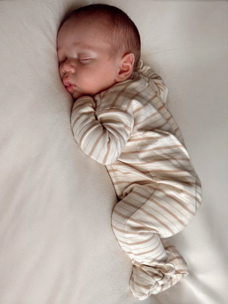 Zip Footie Romper | Biscuit Mixed Stripe - PREORDER