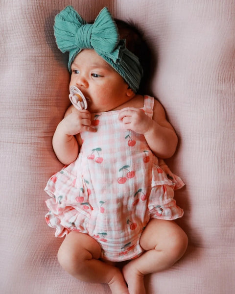Ruffle Romper | Gingham Cherries - PREORDER