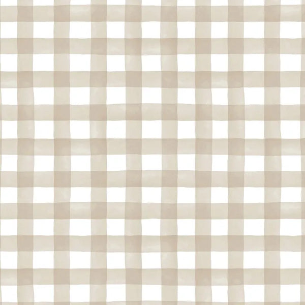 Milk Silk Zip Romper | Beige Gingham - PREORDER