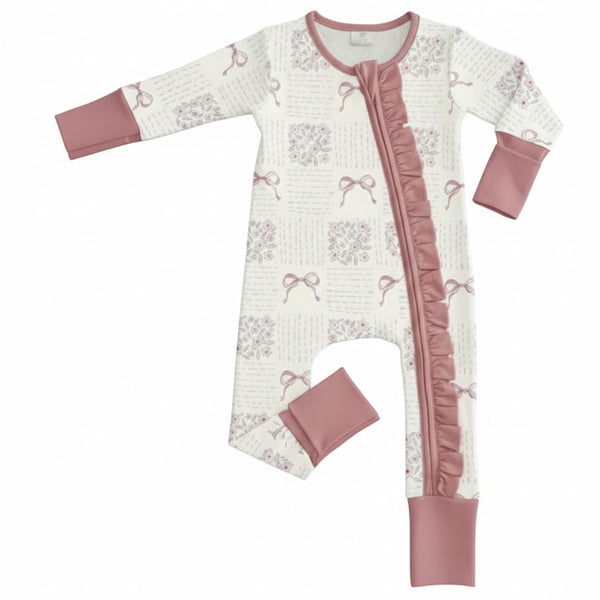 Milk Silk Zip Romper | Patchwork Coquette - PREORDER