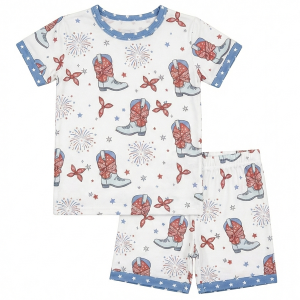 Milk Silk Top & Shorts Set | American Cowboy - PREORDER