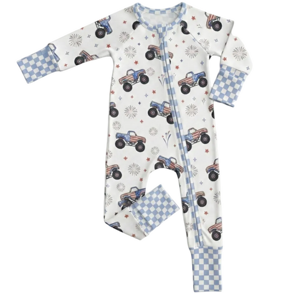 Milk Silk Zip Romper | Red-White & Rev - PREORDER