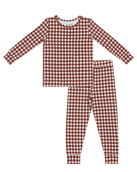 Bamboo Top & Pants Set | Chocolate Gingham - PREORDER