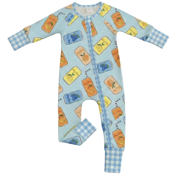 Milk Silk Zip Romper | Blue Bay Bay Bubbly - PREORDER