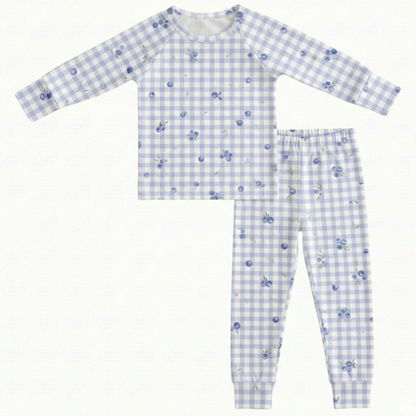 Milk Silk Top & Pants Set | Blueberry Picnic - PREORDER