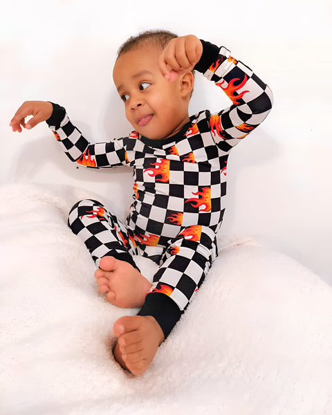 Bamboo Top & Pants Set | Checker Blaze - PREORDER