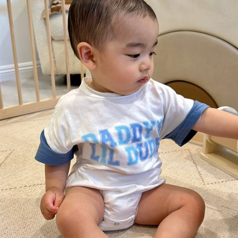 Daddys Little Dude Two Tone Romper - PREORDER