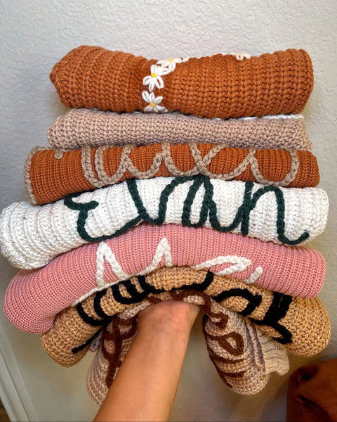 Yarn *CUSTOM* Name Chunky Knit Sweater | 11 Colors
