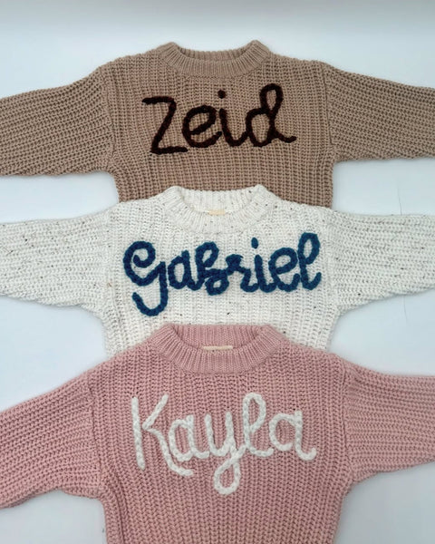 Yarn *CUSTOM* Name Chunky Knit Sweater | 11 Colors