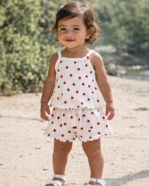 Organic Pointelle Summer Set | Ladybug - PREORDER