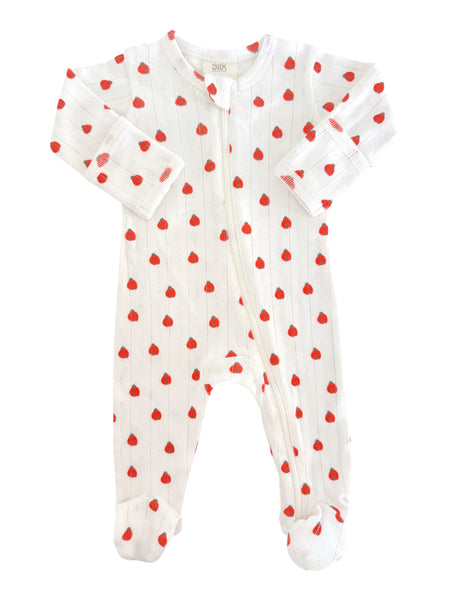 Organic Pointelle Zip Footie | Ladybug - PREORDER