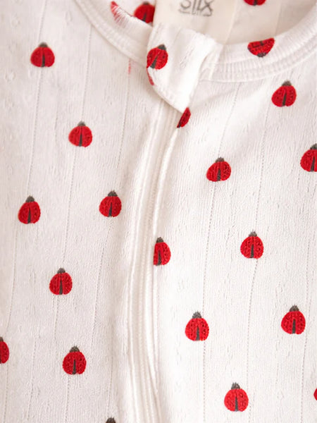 Organic Pointelle Zip Footie | Ladybug - PREORDER