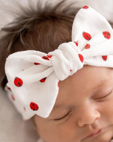 Organic Pointelle Bow | Ladybug - PREORDER