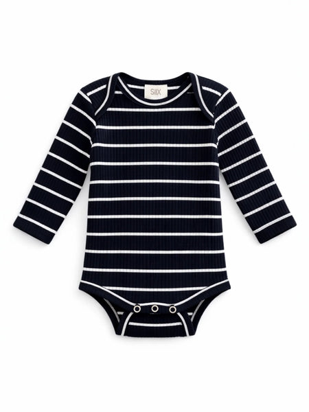Ribbed Bodysuit | Black/White Stripe - PREORDER