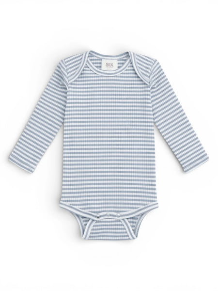 Ribbed Bodysuit | Dusty Blue Stripe - PREORDER
