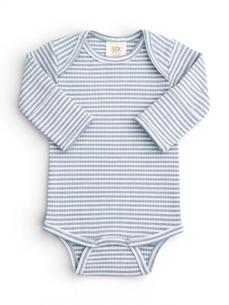 Ribbed Bodysuit | Dusty Blue Stripe - PREORDER