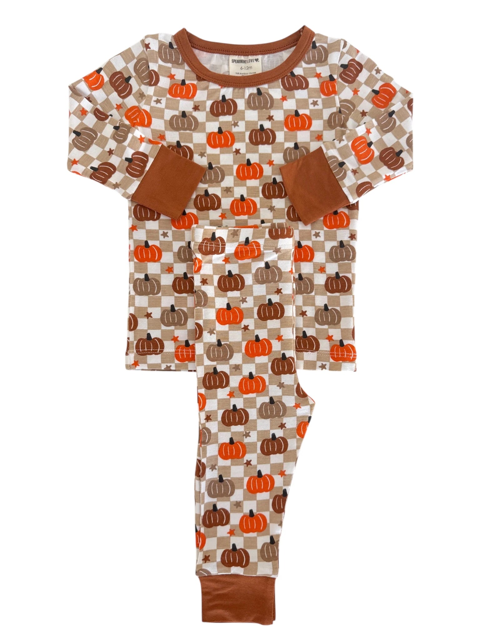 Top & Pants Set | Brown Pumpkin Checkerboard - PREORDER