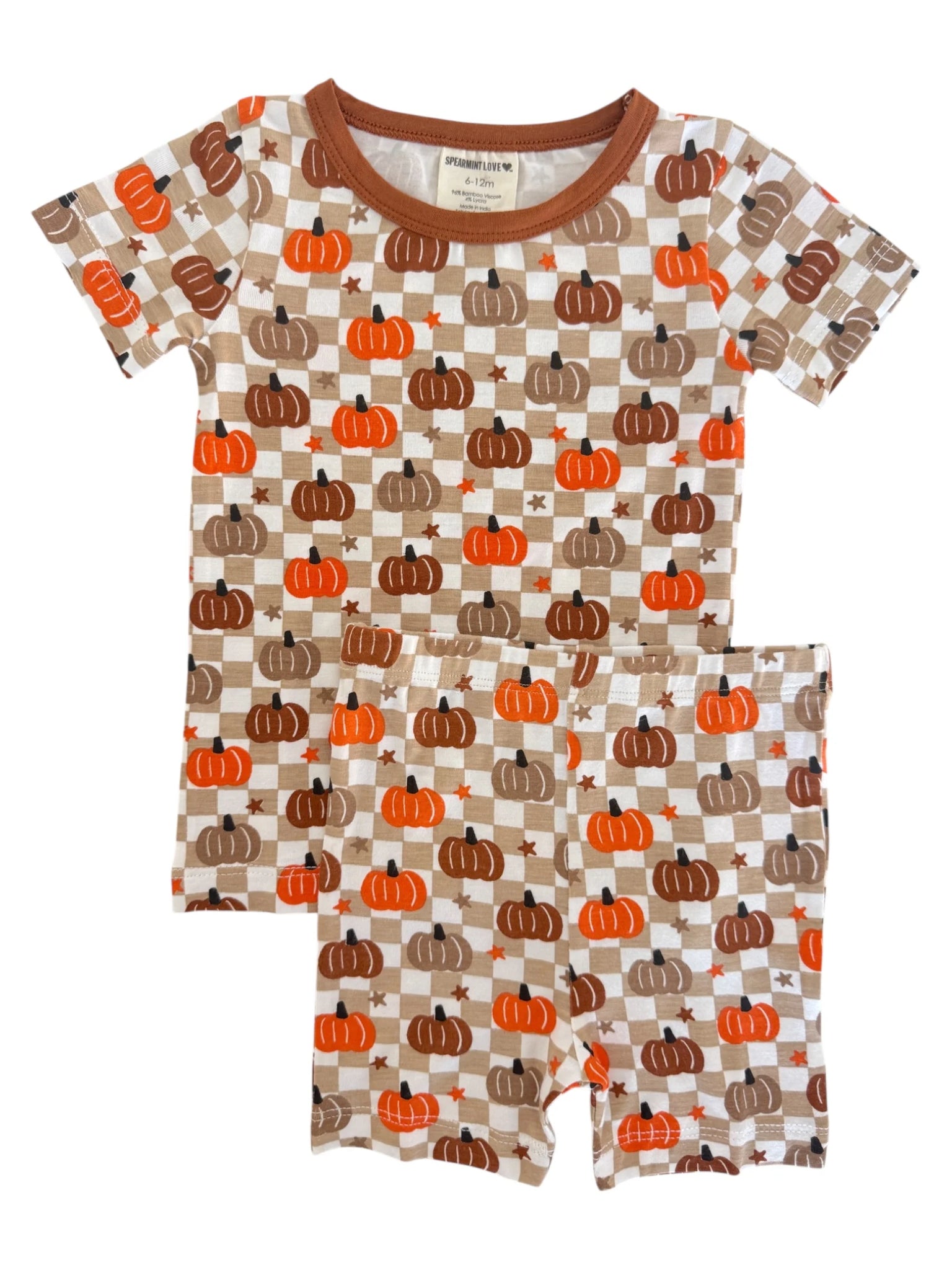 Top & Shorts Set | Brown Pumpkin Checkerboard - PREORDER