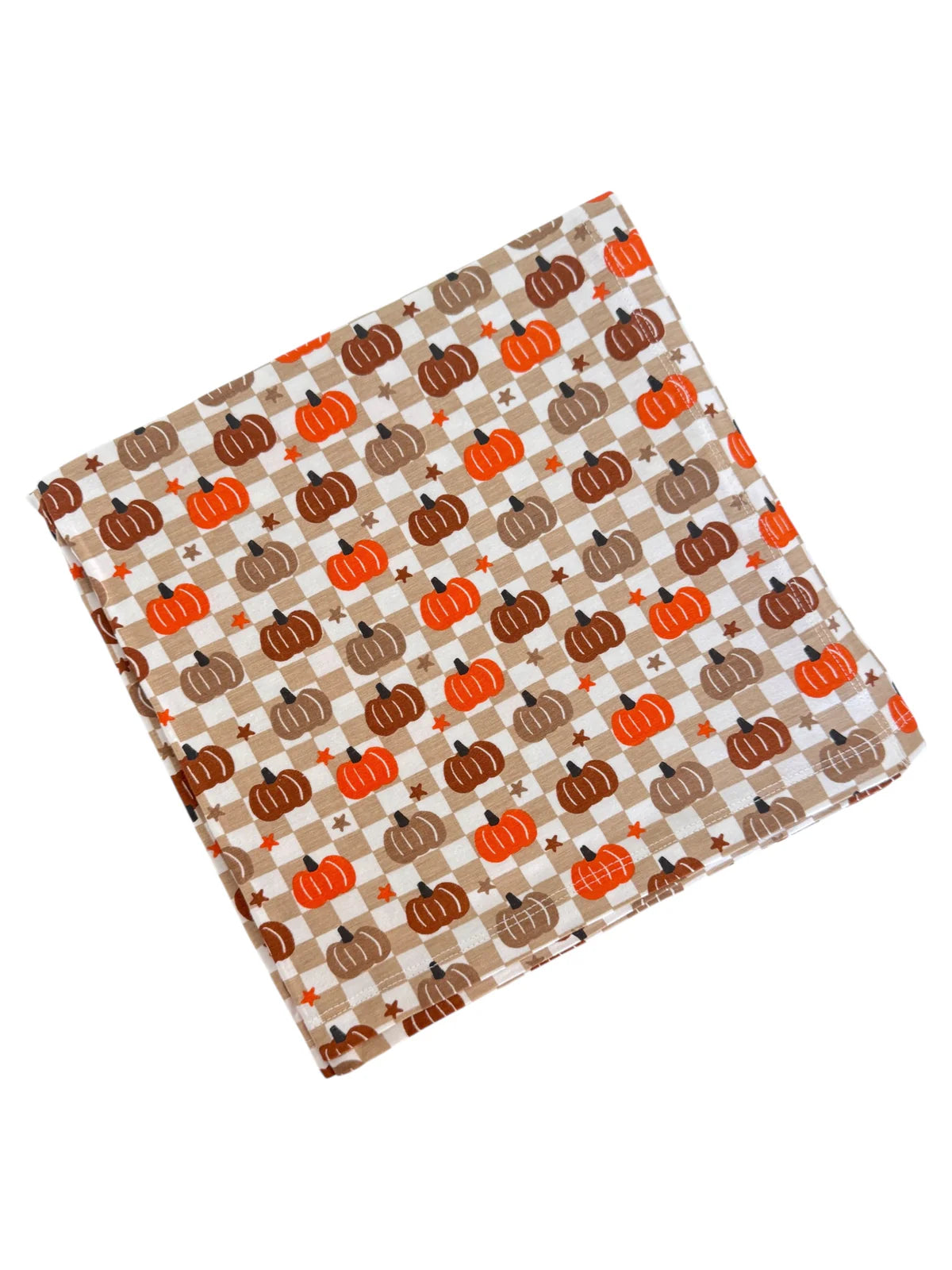 Stretch Swaddle Blanket | Brown Pumpkin Checkerboard - PREORDER