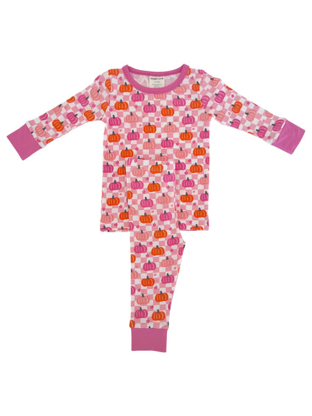 Top & Pants Set | Pink Pumpkin Checkerboard - PREORDER