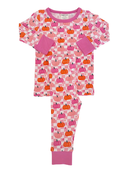 Top & Pants Set | Pink Pumpkin Checkerboard - PREORDER