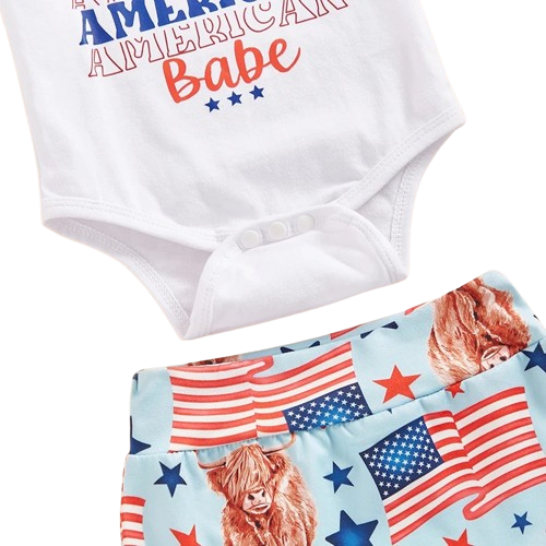 American Flags & Bulls Tank Outfit & Bow - PREORDER