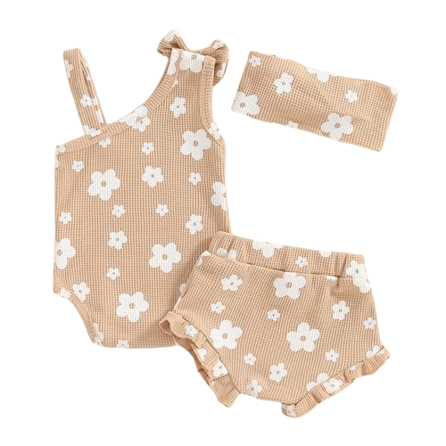 Floral Waffle Tank Bow Outfit & Bow - PREORDER