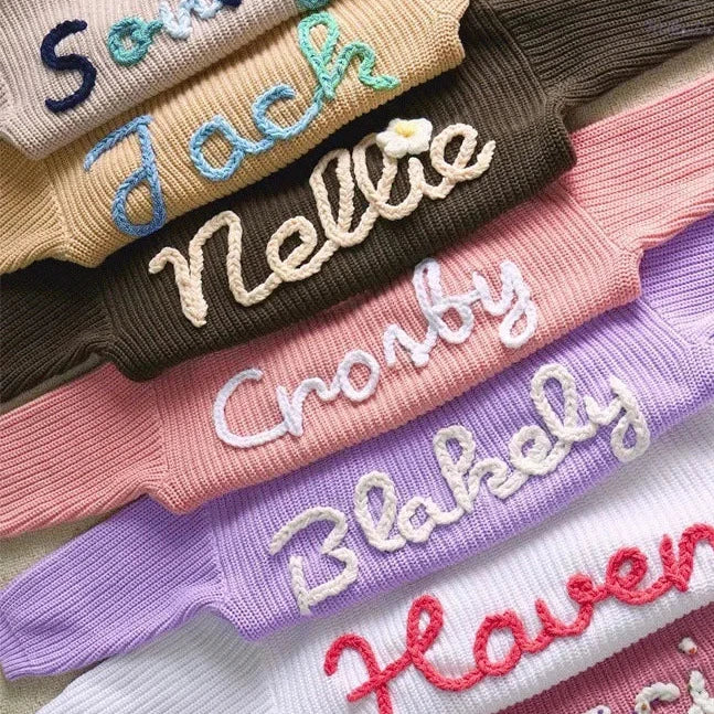 Yarn *CUSTOM* Name Solid Knit Sweaters (15 Sweater Colors, 32 Yarn Colors)