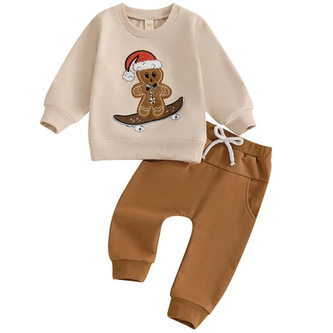 Santa Gingerbread Skater Jogger Outfit - PREORDER