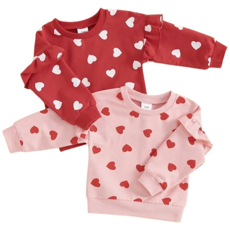 Mini Hearts Ruffles Rompers & Pullovers (2 Colors) - PREORDER