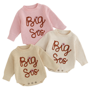 BIG SIS Daisy Embroidered Knit Rompers (3 Colors) - PREORDER