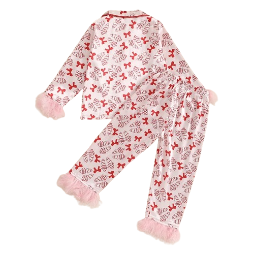 Christmas Tree Cake Bows Fuzzy Silk Pajamas - PREORDER