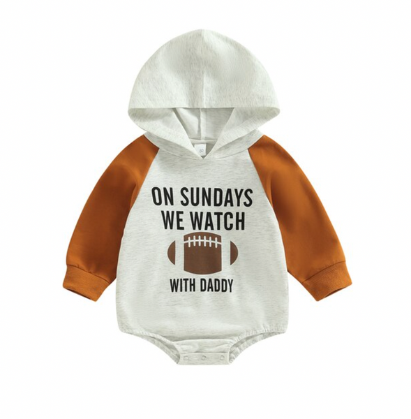 Football Sunday Two Tone Hoodie Rompers (2 Colors) - PREORDER