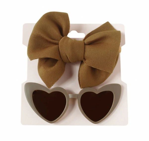 Solid Sassy Heart Sunnies & Puff Bows (9 Colors) - PREORDER