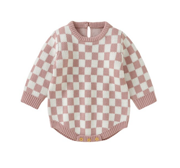 Checkered Knit Rompers (3 Colors) - PREORDER