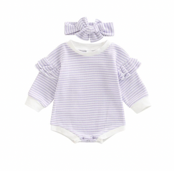 Striped Ruffle Rompers & Bows (3 Colors) - PREORDER