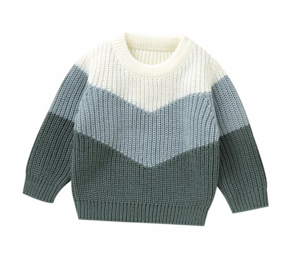 Three Tone Patchwork Knit Sweaters (4 Colors) - PREORDER