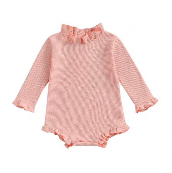 Solid Waffle Ruffle Rompers (4 Colors) - PREORDER