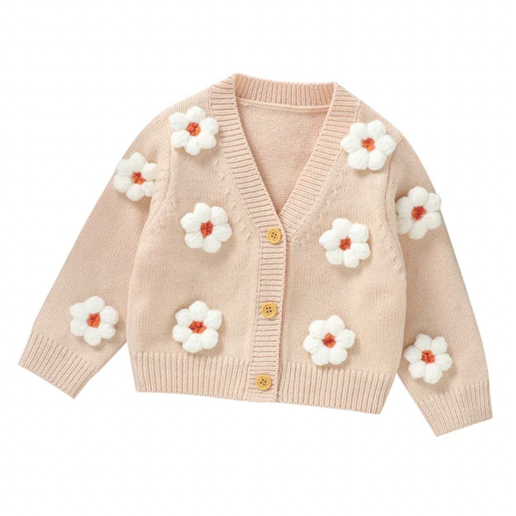Neutral Daisy Knit Sweater - PREORDER