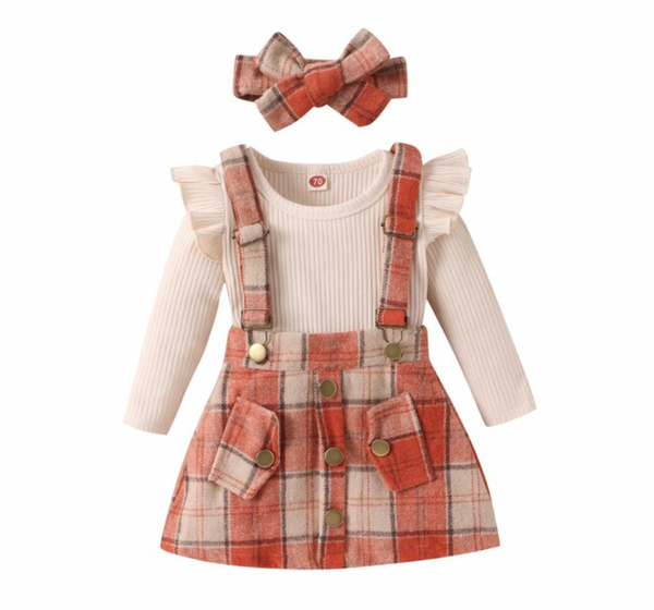 Plaid Overall Outfits & Bows (3 Styles) - PREORDER