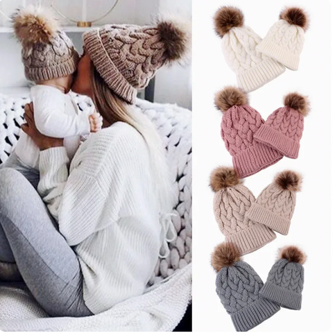 MAMA & MINI Matching Knit Pom Hats (5 Colors) - PREORDER
