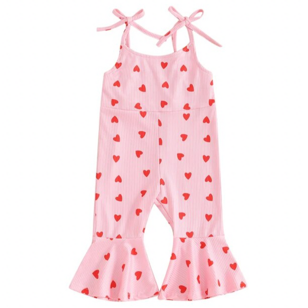 Pink & Red Hearts Ribbed Romper - PREORDER