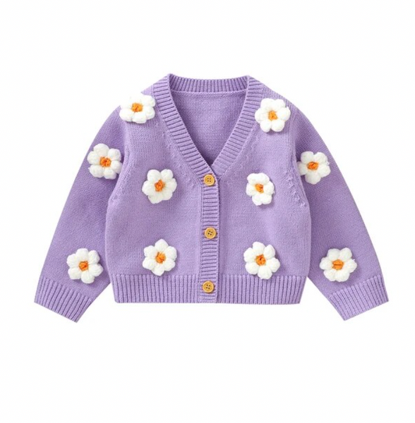 Neutral Daisies Knit Cardigans (5 Colors) - PREORDER
