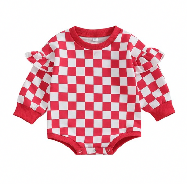 Checkered Ruffle Rompers (3 Colors) - PREORDER