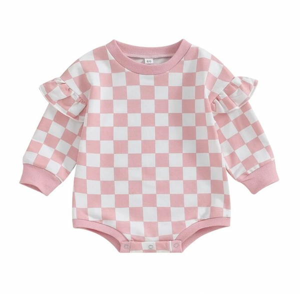 Checkered Ruffle Rompers (3 Colors) - PREORDER
