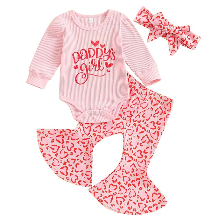 Daddy's Girl Cheetah Heart Outfit & Bow - PREORDER