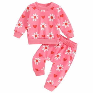 Pink Daisies & Hearts Outfit - PREORDER