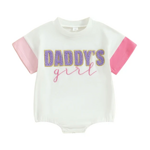 Daddys Girl Two Tone Patch Romper - PREORDER