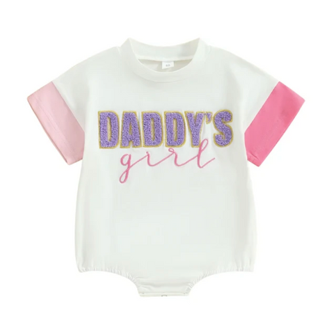 Daddys Girl Two Tone Patch Romper - PREORDER